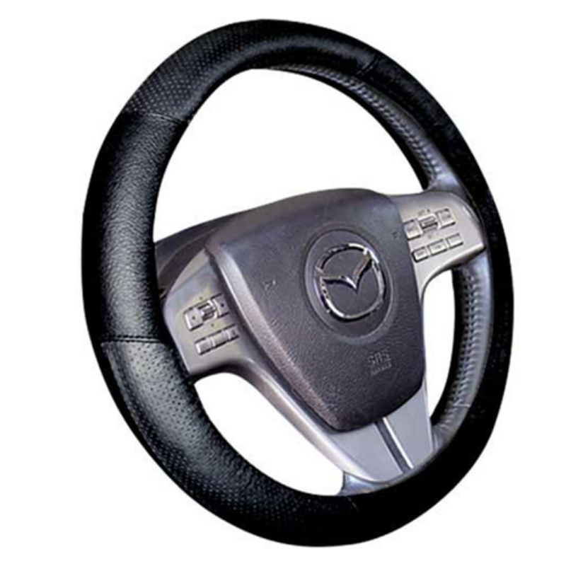 כיסוי הגה עור אלפא שחור