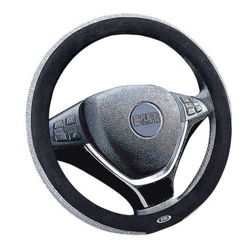 כיסוי הגה פרינסס נצנצים שחור-יהלום לבן